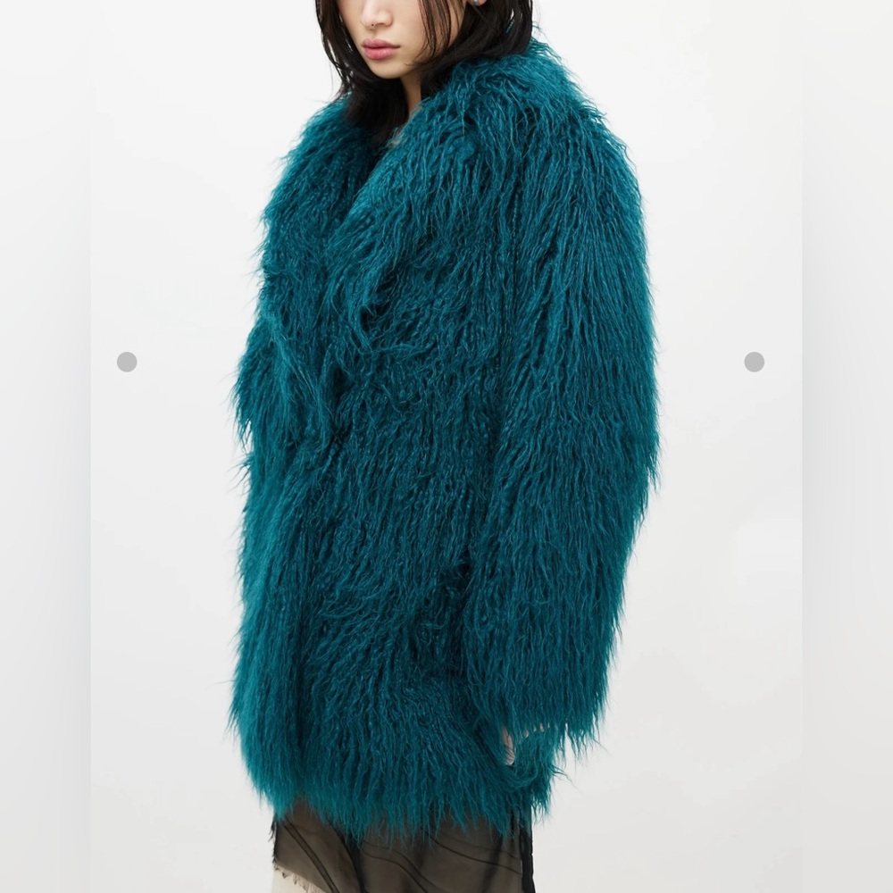 Teal MM6 Women's Fur Coat